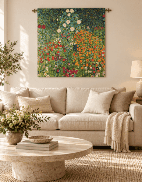Klimt Flower Garden Tapestry - 140 x 140 cm (4’7” x 4’7”) - Requires Rod Size 4