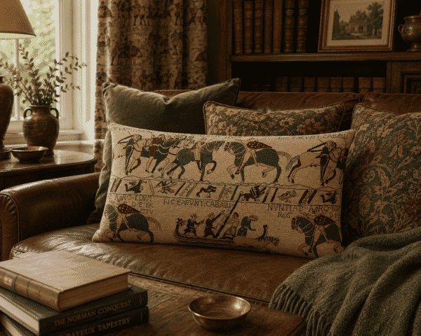 Bayeux Tapestry Cushion with Feather Filler - 33x60cm