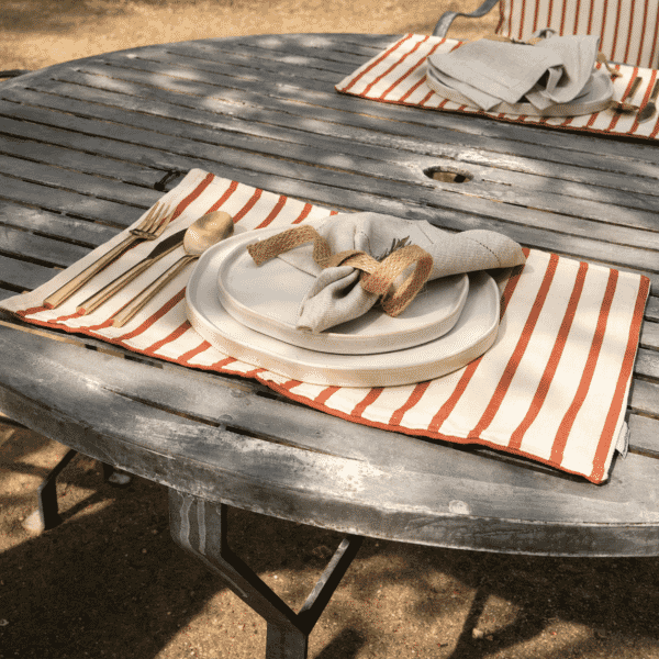 Terracotta Stripe Woven Outdoor Placemats - Pack of 4