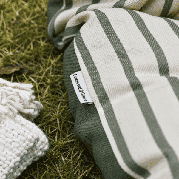 Olive Stripe Woven Outdoor Folding Carry Cushion - 50 x 100 cm (20