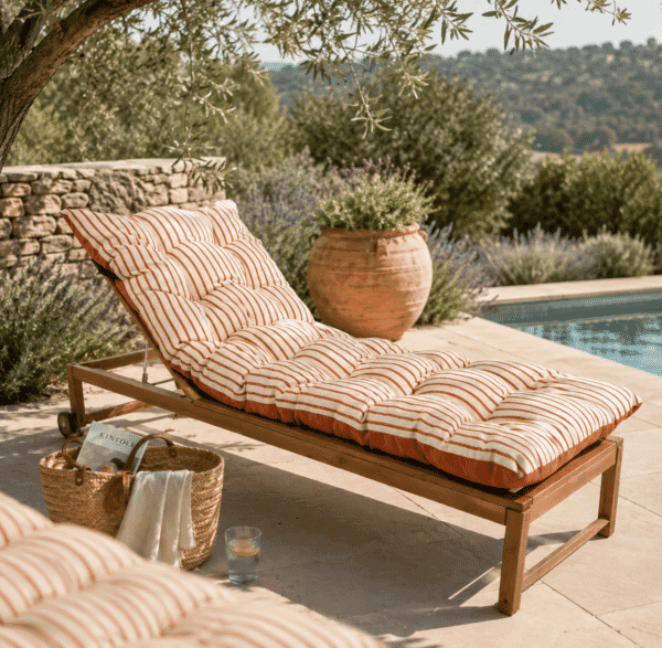 Terracotta Stripe Woven Outdoor Lounger Cushion - 190 x 65 cm (75
