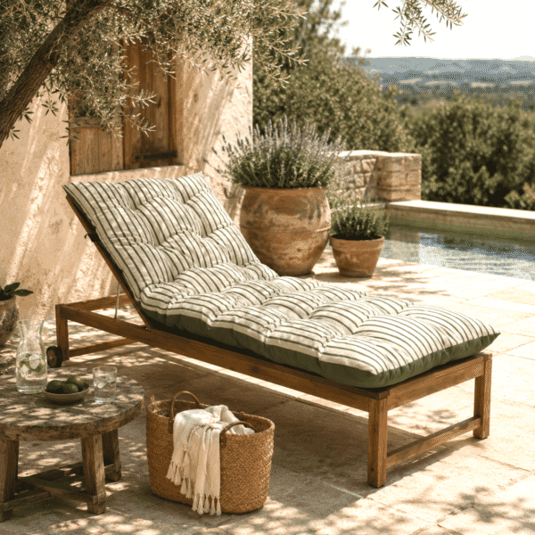 Olive Stripe Woven Outdoor Lounger Cushion - 190 x 65 cm (75