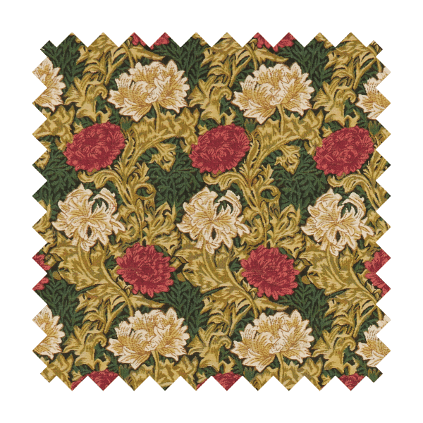 Chrysanthemums Green Tapestry Fabric