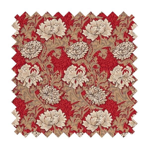 Chrysanthemums Red Tapestry Fabric