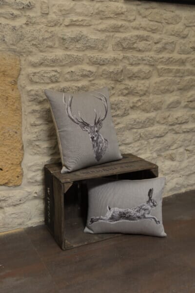 Hare Country Linen Tapestry Cushion - 33x46cm (13