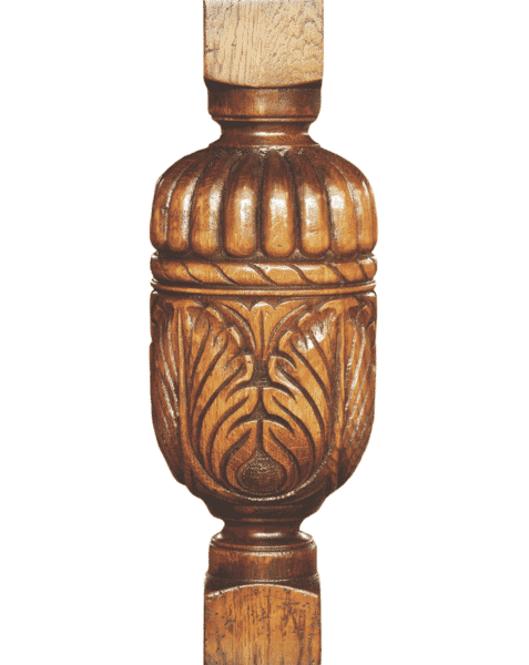Hand-Carved Cup & Cover Oak Pedestal Table 4'6