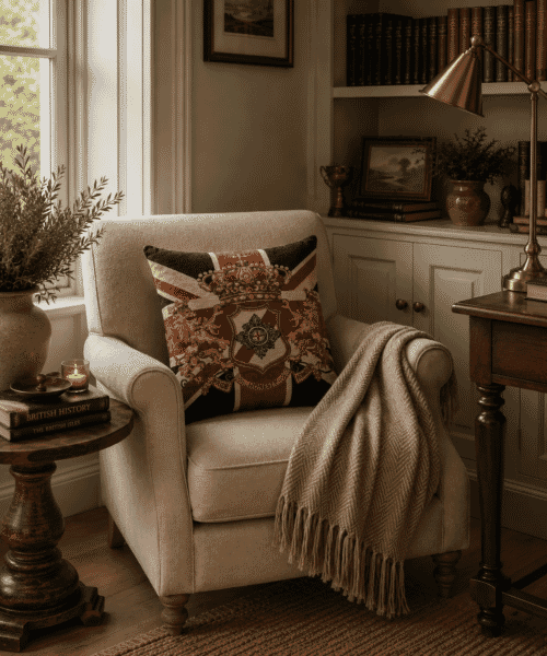 Union Jack Crest Tapestry Cushion - 46x46cm (18
