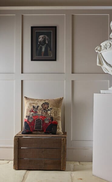 Racing Dogs Red Tapestry Cushion with filler - 46x46cm (18