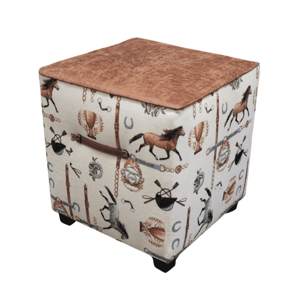 Equestrian Club Upholstered Cube Stool