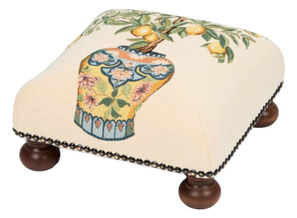 Lemon Tree Vase Tapestry Footstool