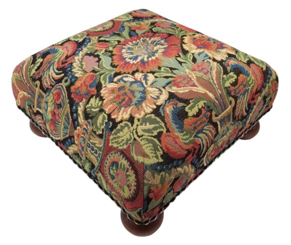 Vase & Birds Tapestry Footstool