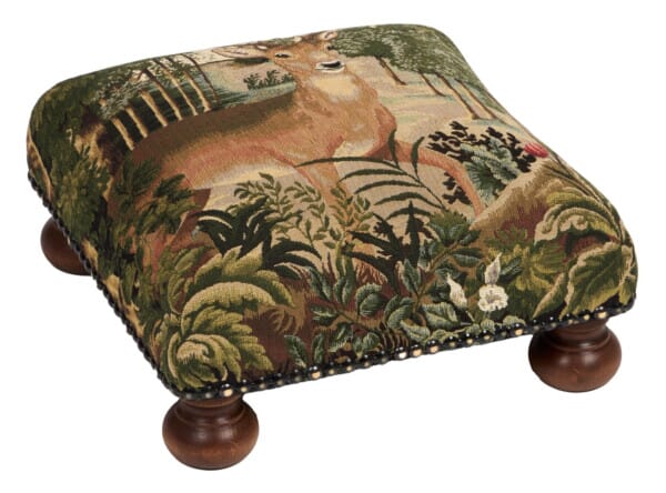 Forest Deer Tapestry Footstool