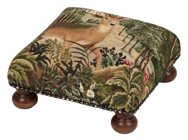 Forest Deer Tapestry Footstool
