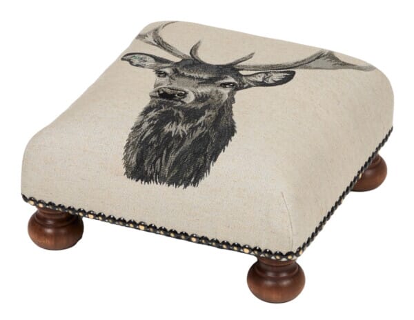 Country Linen Stag Tapestry Footstool
