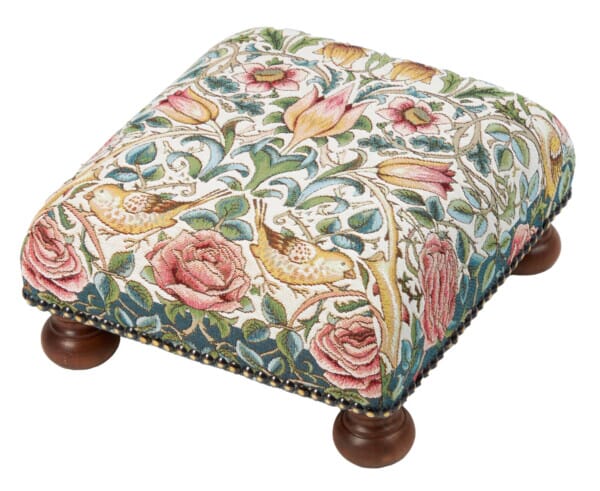 Tulip & Rose Cream Tapestry Footstool