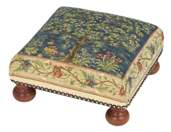 Tree of Life Blue Tapestry Footstool