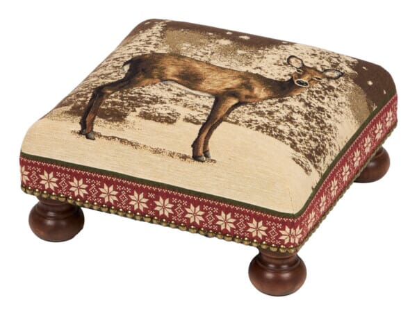 Winter Deer Tapestry Footstool