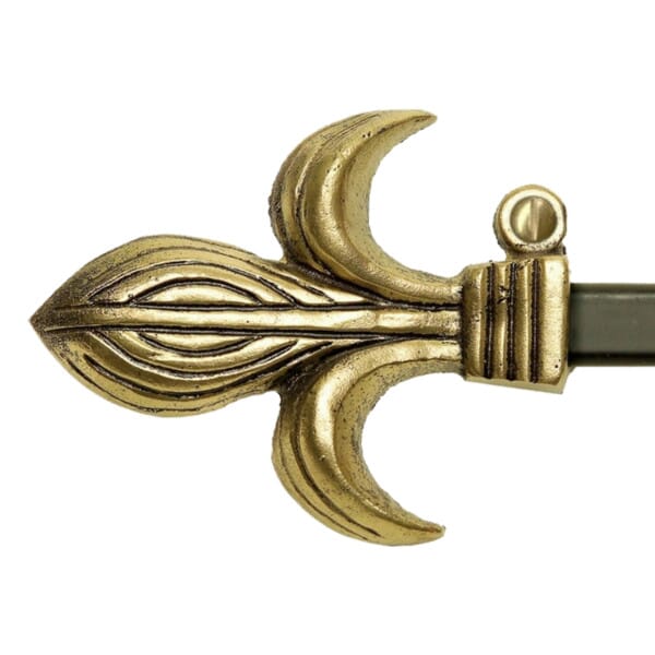 Tapestry Hanging Rod with Brass Fleur de Lys Finials