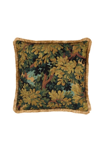Verdure Royale Cushion with Gold Fringe - 58x58cm (23