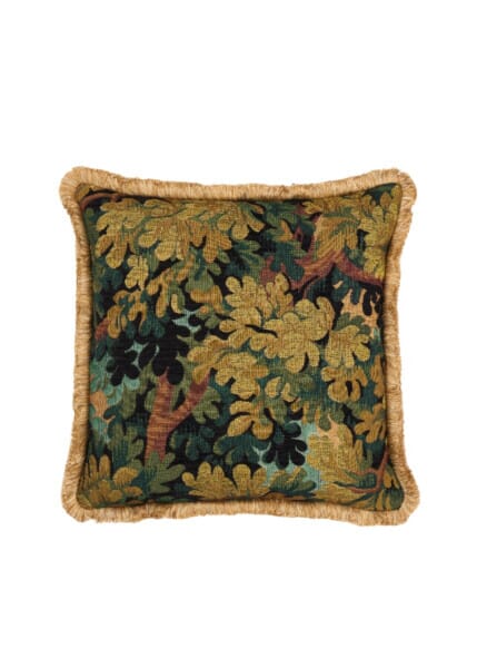 Verdure Royale Cushion with Gold Fringe - 48x48cm (19