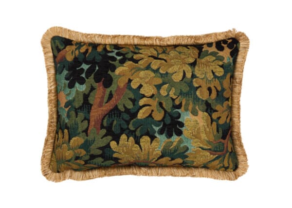Verdure Royale Cushion with Gold Fringe - 35x48cm (14