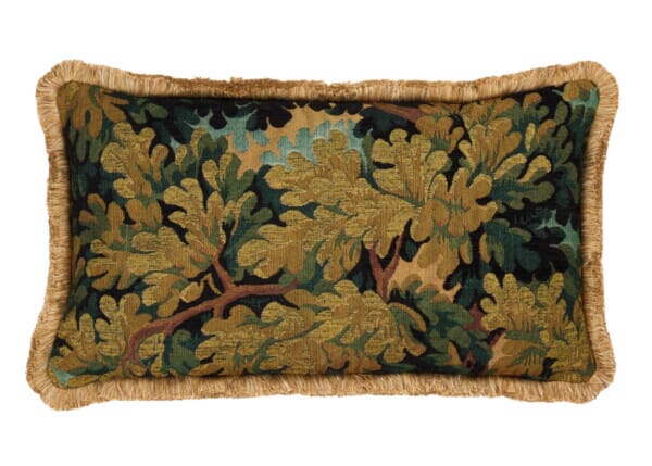 Verdure Royale Cushion with Gold Fringe - 35x58cm (14