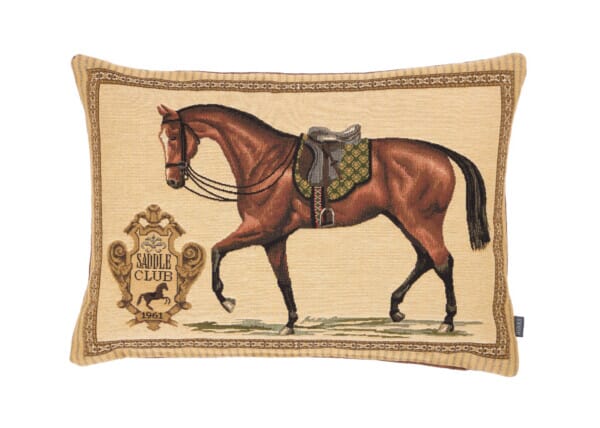 Saddle Club Tapestry Cushion with Faux Leather Back- 33x46cm (15