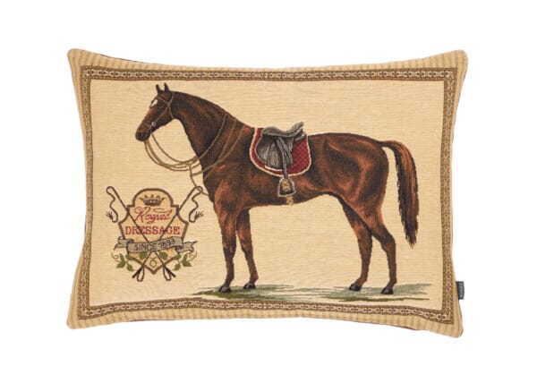 Royal Dressage Tapestry Cushion with Faux Leather Back- 33x46cm (15