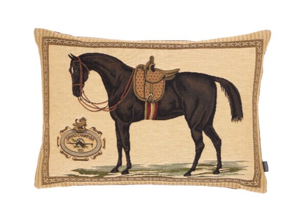 Grand Champion Tapestry Cushion with Faux Leather Back- 33x46cm (15