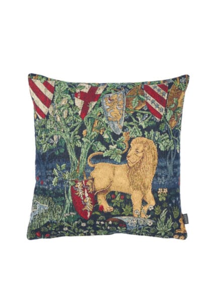 Heraldic Lion Tapestry Cushion with Feather Filler - 33x33cm (13