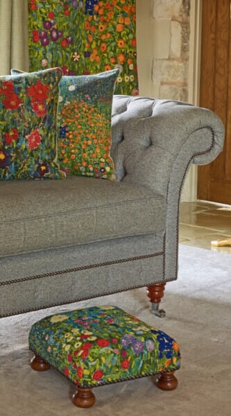 Klimt Flowers Tapestry Footstool