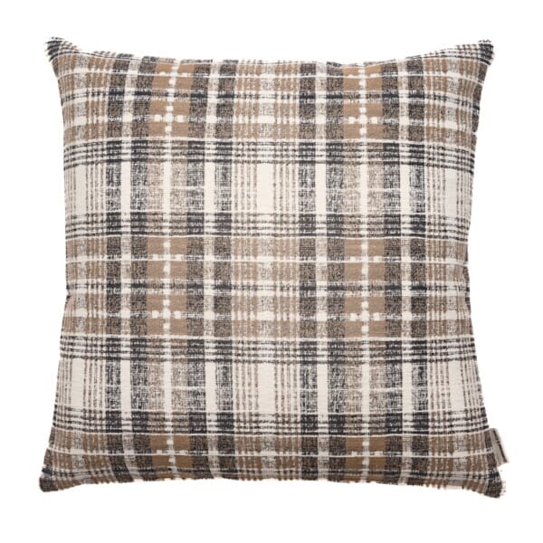 Winter Plaid Taupe Woven Cushion - 42x42cm (17