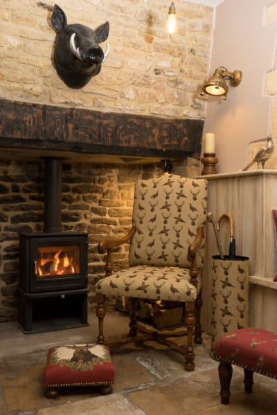 Stag Red Tapestry Footstool