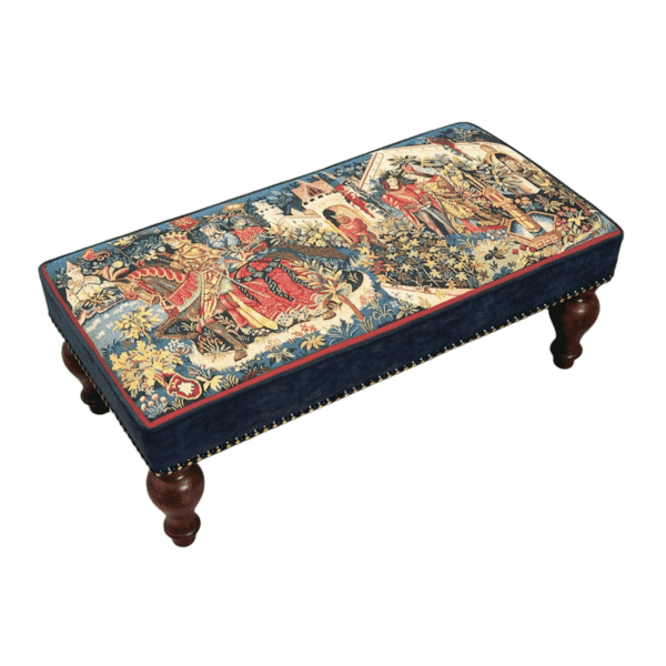 Knights of King Arthur Upholstered High Stool (Red velvet border not Blue, as shown)