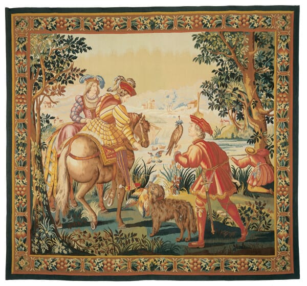 Les Fauconniers Handwoven Tapestry - 244 x 262 cm (8'0