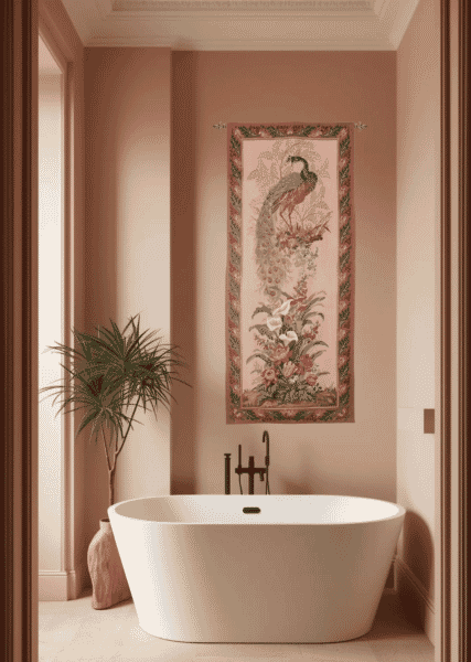 Peacock Portiere Handwoven Tapestry - 197 x 85 cm (6'5