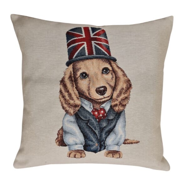 The British Gentleman Tapestry Cushion with Feather Filler - 46x46cm (18