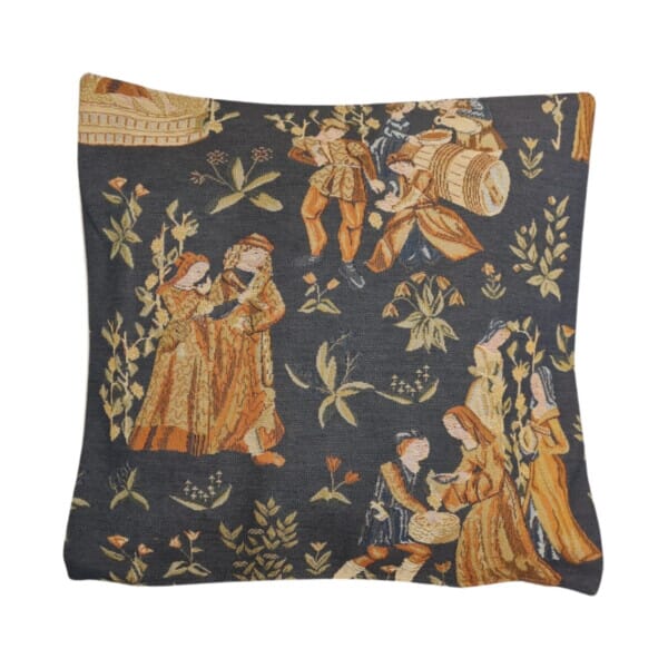 Medieval Gathering Tapestry Cushion with Feather Filler - 46x46cm (18