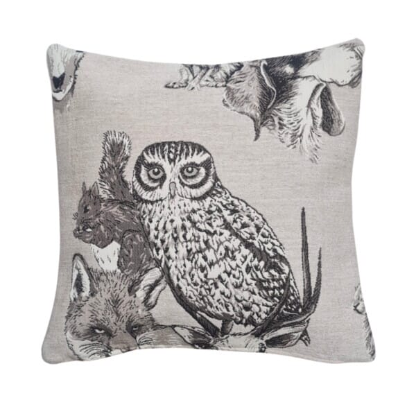 Woodland Friends Tapestry Cushion with Feather Filler - 42x42cm (16