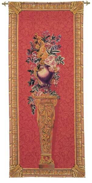 Pedestal Portiere - Red Loom Woven Tapestry - 146 x 58 cm (4'10