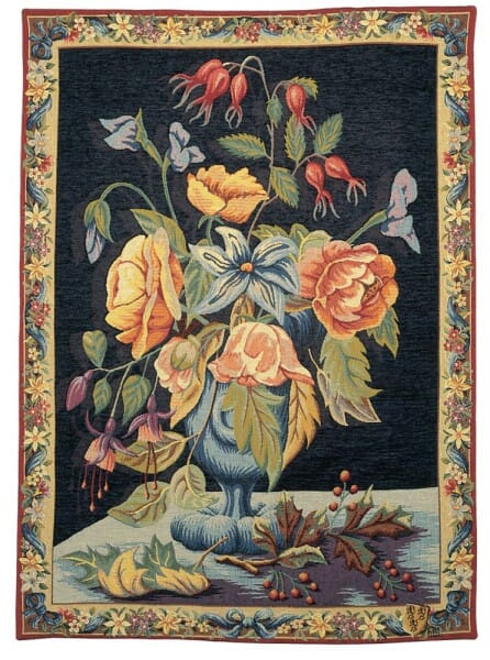 Floral Vase - Blue Loom Woven Tapestry - 200 x 145 cm (6'7