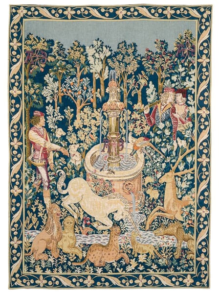 Unicorn at the Fountain Loom Woven Tapestry - 84 x 63 cm (2'9