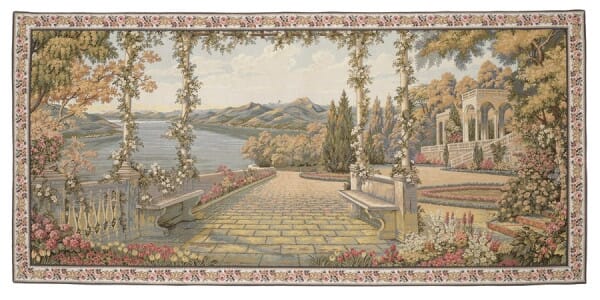 The Terrace Loom Woven Tapestry (Roses Border) Loom Woven Tapestry - 120 x 225 cm (3'11