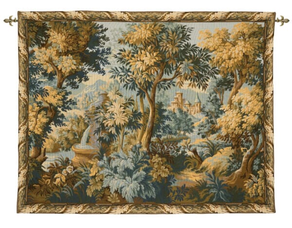 Verdure with Fountain Loom Woven Tapestry - 144 x 172 cm (4'9