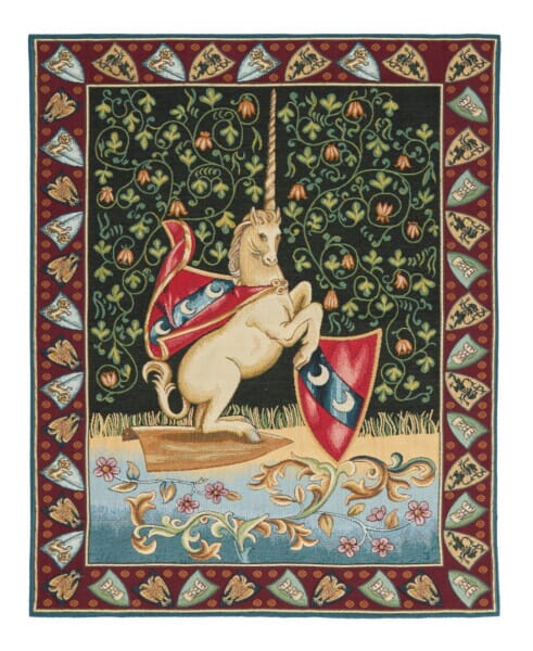 Heraldic Unicorn Loom Woven Tapestry - 85 × 65 cm (2′9