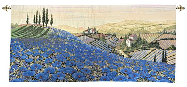 Tuscany Blue Poppyfields Loom Woven Tapestry - 63 x 134 cm (2'1