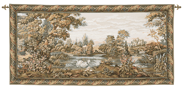 Lakeside Swans Loom Woven Tapestry - 89 x 178 cm (2'11