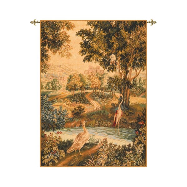 Verdure with Birds Loom Woven Woolblend Tapestry (without Border) - 132 x 95 cm (4’4” x 3’1”) - Requires Rod Size 3