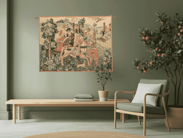 Départ de Chasse (Leaving for the Hunt) Loom Woven Tapestry - 91 x 120 cm (3'0