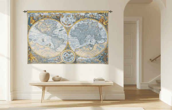 Olde World Map Loom Woven Tapestry - 142 x 210 cm (4'8
